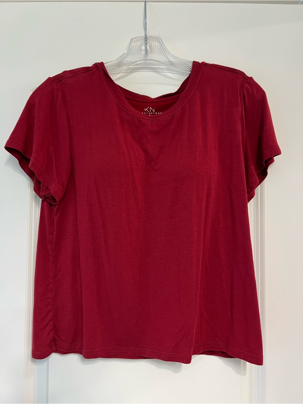 Klassy Women's Red Short Sleeve Tee With Built in Bra